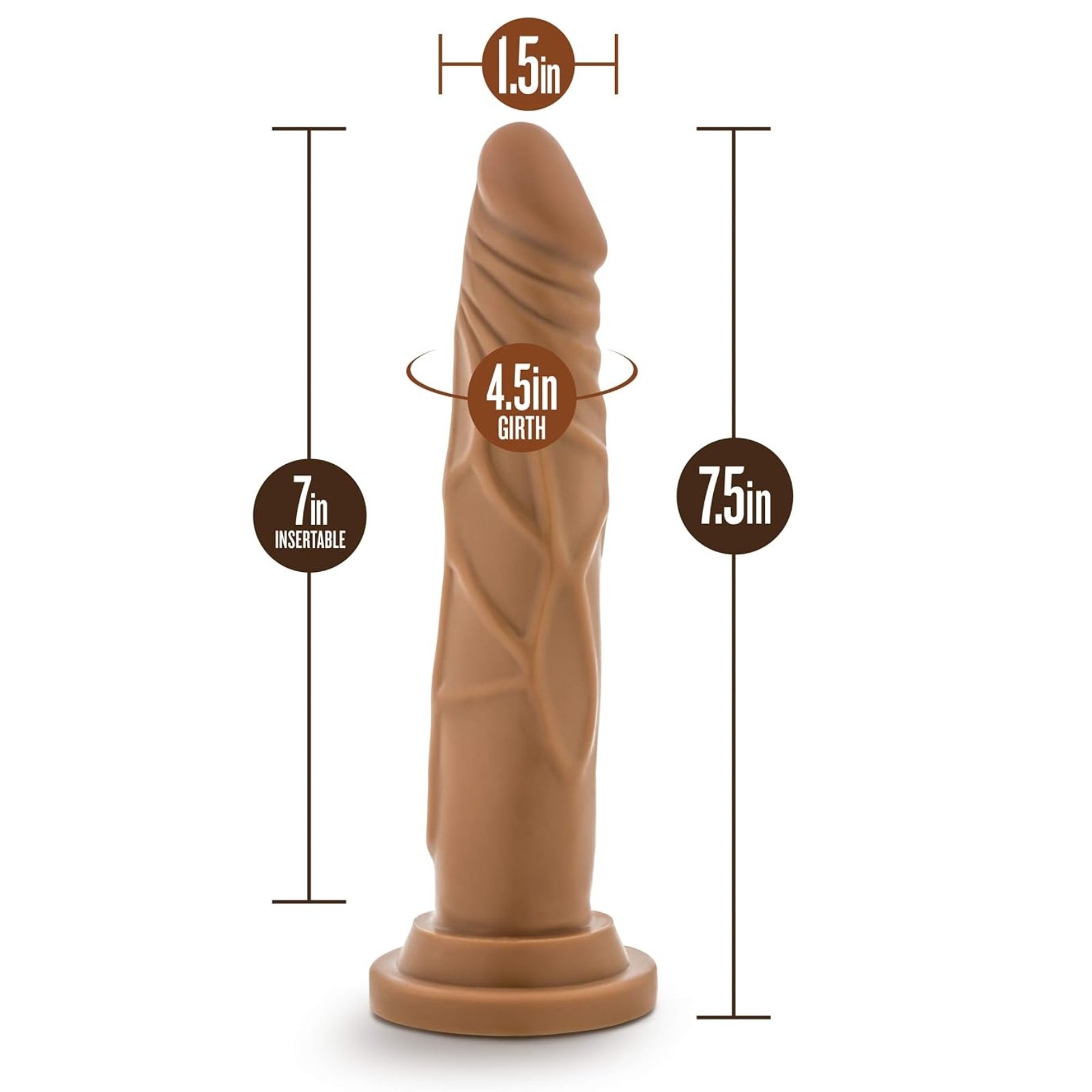Dildo Realista con Ventosa y Base 7.5" - Dr. Skin Basic 7.5 Beige - Imagen 6