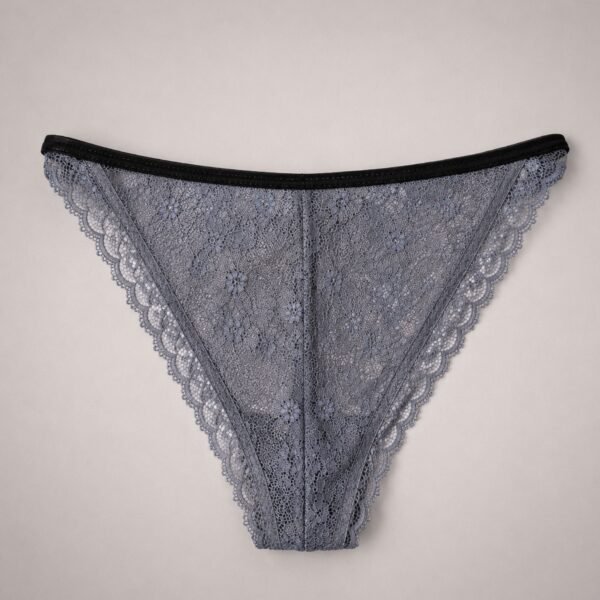 Bikini de Encaje Gris con Moño Negro Talla XG – Bikini Valeria Gris Talla XG