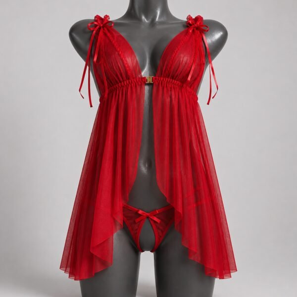 Babydoll con Holanes Rojo | Encaje