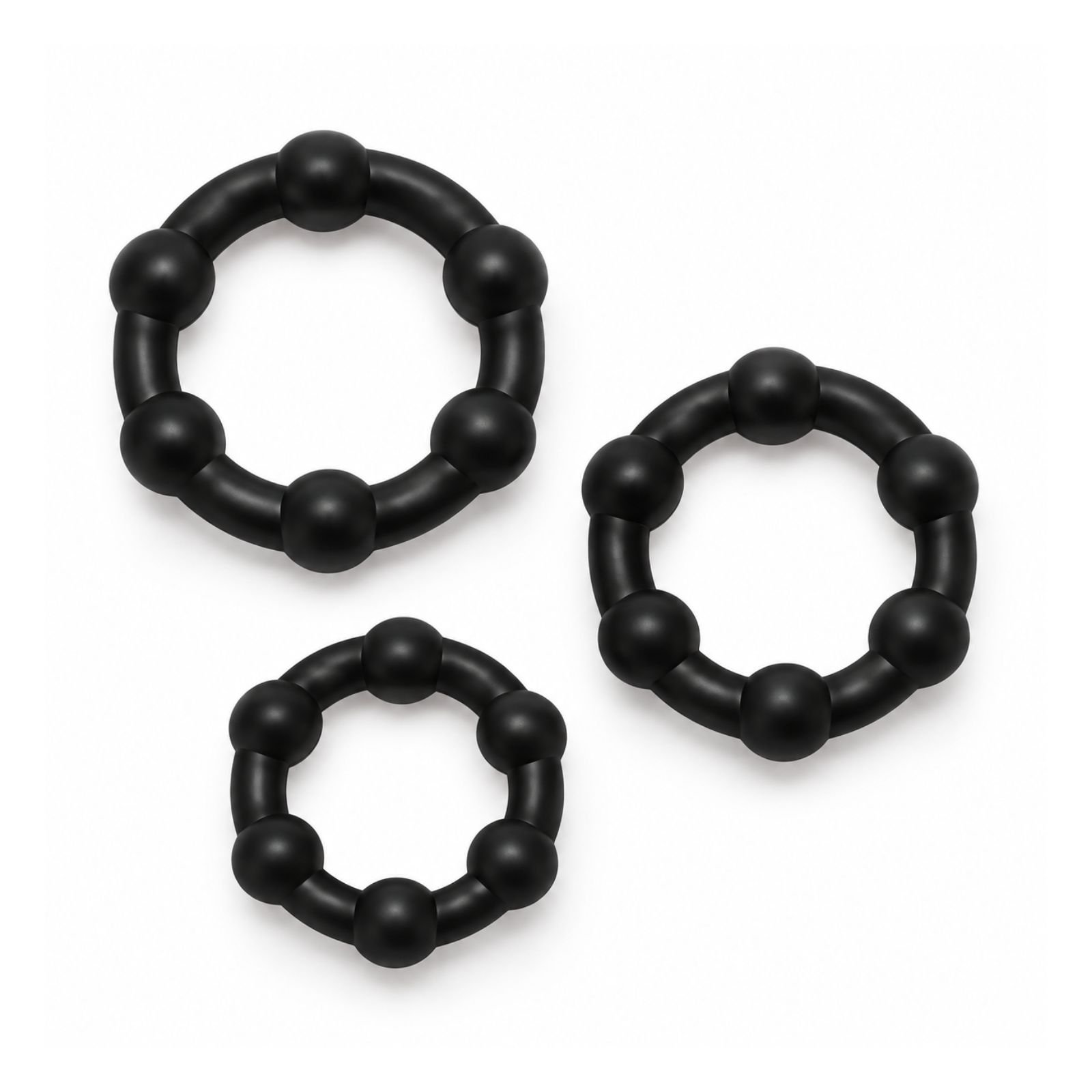 Stay Hard Beaded Cockrings - Anillos Color Negro para Pene - Imagen 2