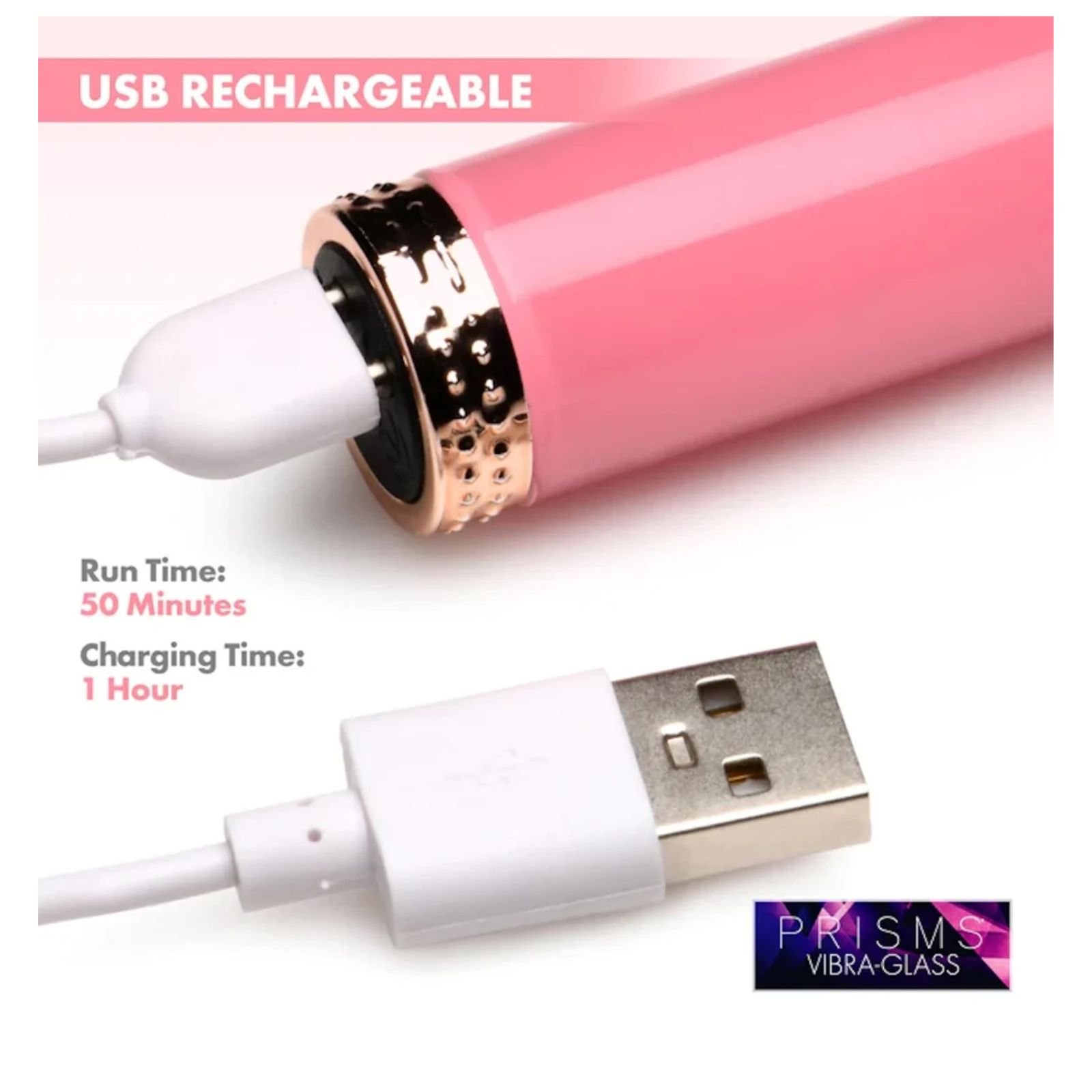 VIBRA-GLASS 10X Mini G-Spot Vibe Pink – PRISMS | Vibrador Curvo de Vidrio Color Rosa - Imagen 6
