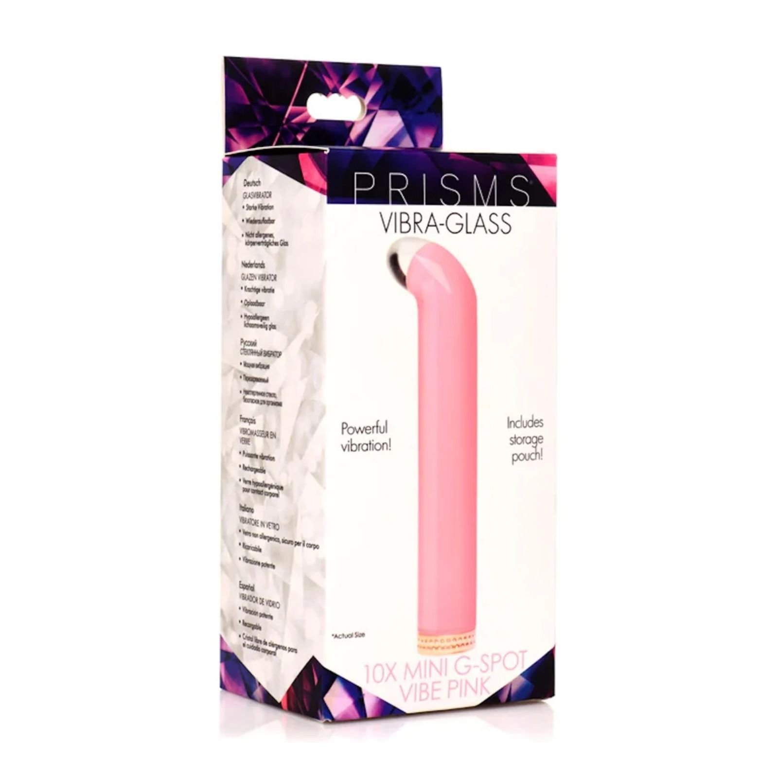 VIBRA-GLASS 10X Mini G-Spot Vibe Pink – PRISMS | Vibrador Curvo de Vidrio Color Rosa